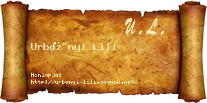 Urbányi Lili névjegykártya